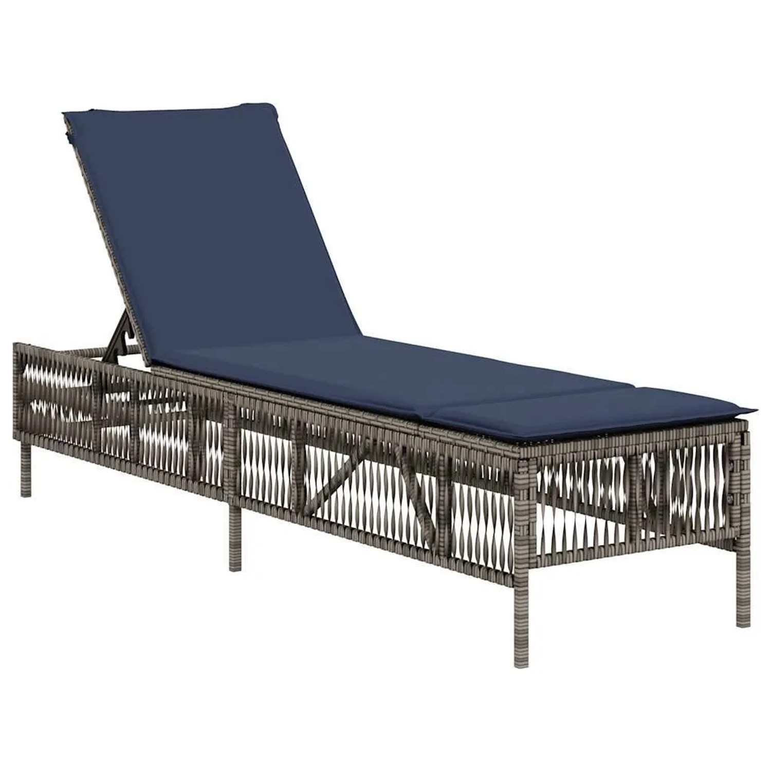 vidaXL Sonnenliege mit Kissen Grau Poly-Rattan 4002743 günstig online kaufen