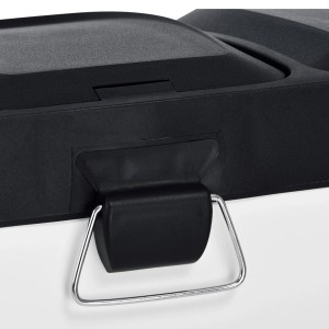 Detailaufnahme: Weißer Svita Mülleimer (45L) mit Tretpedal und Soft-Close-System für geräuschlose Mülltrennung.