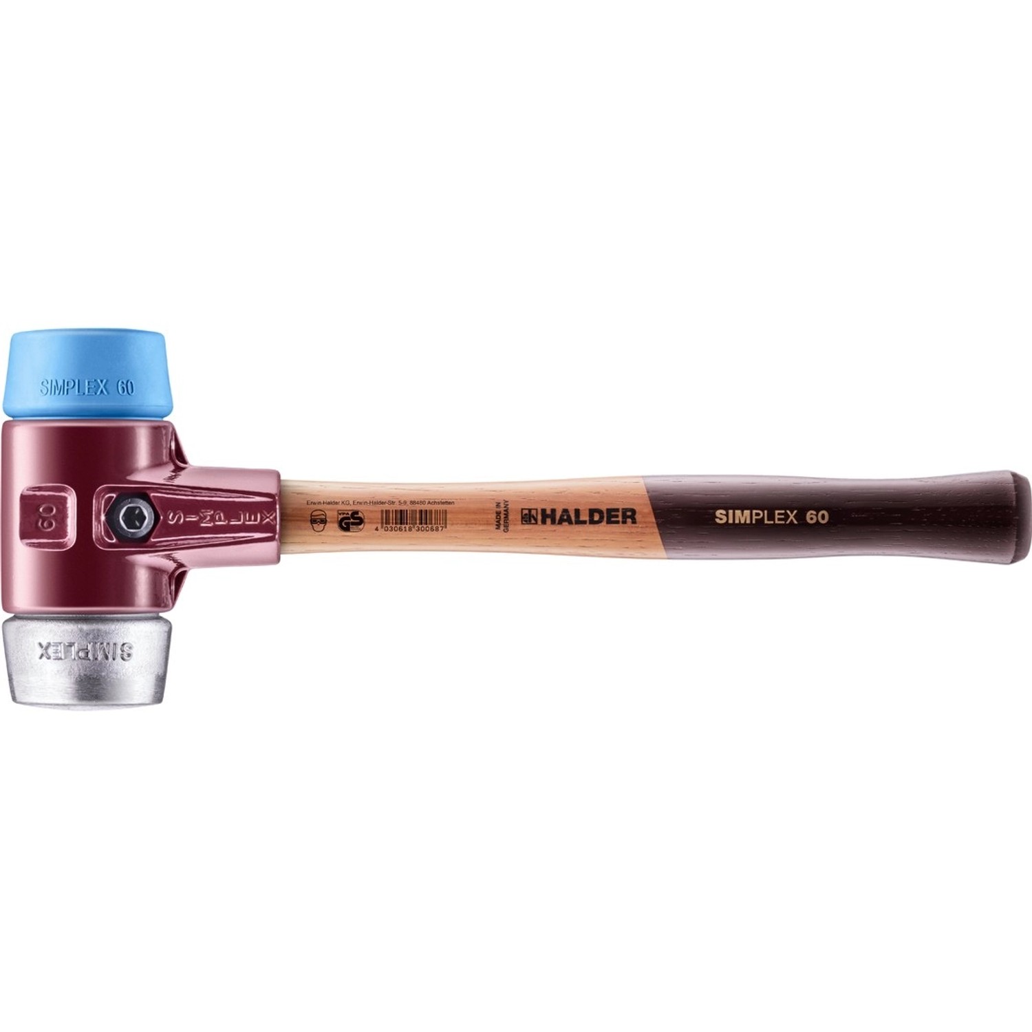 Halder Simplex Schonhammer Ø 60 mm TPE-soft Blau   Weichmetall mit Tempergu günstig online kaufen
