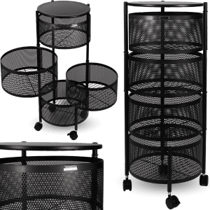 deluxe4home Rollwagen mit 4 Ebenen, schwenkbar, aus Metall, für Bad und Küche.