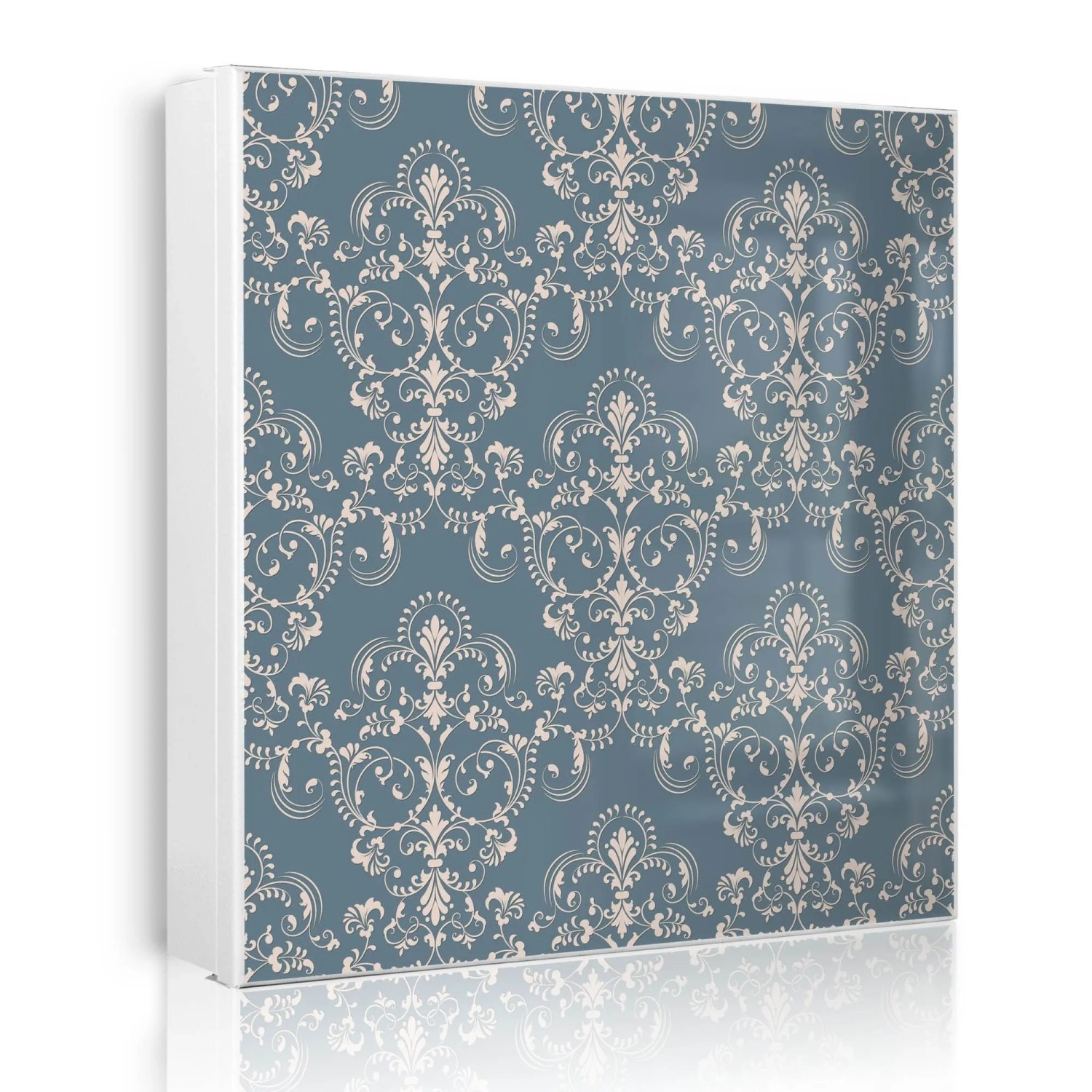 Banjado Großer Schlüsselkasten Metall 30x30cm Weiß Scharnier Links 50 Haken Beschreibbar Magnetisch Motiv Royal Creme Blau