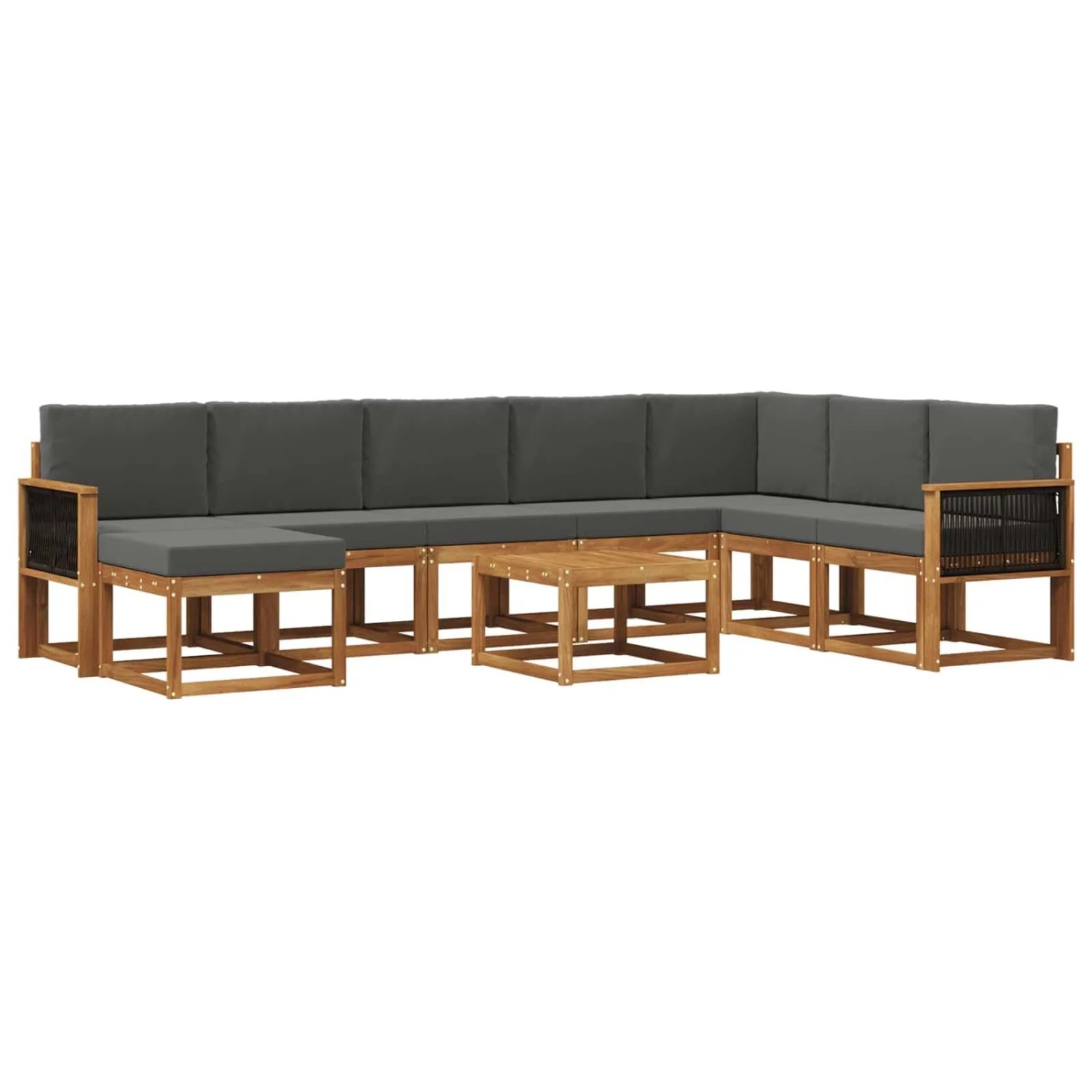 vidaXL Outdoor-Sofagarnitur mit Kissen 9 Stk Natur und Anthrazit 3385473