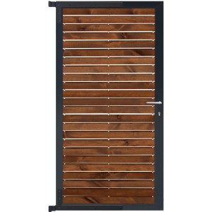GartenLand Steckzauntor Craftwood, 90x175 cm, Holz/Alu, braun/anthrazit. Gartentor im Detail.