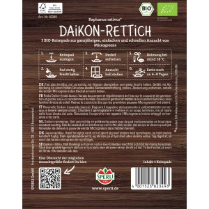 Sperli Saatgut BIO Microgreen-Pads Daikon-Rettich