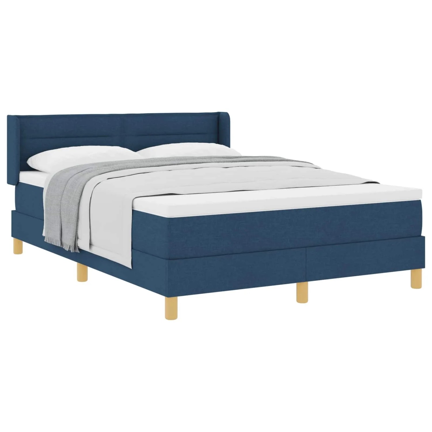 vidaXL Boxspringbett mit Matratze Blau 200 x 140 cm Polyester 3341236