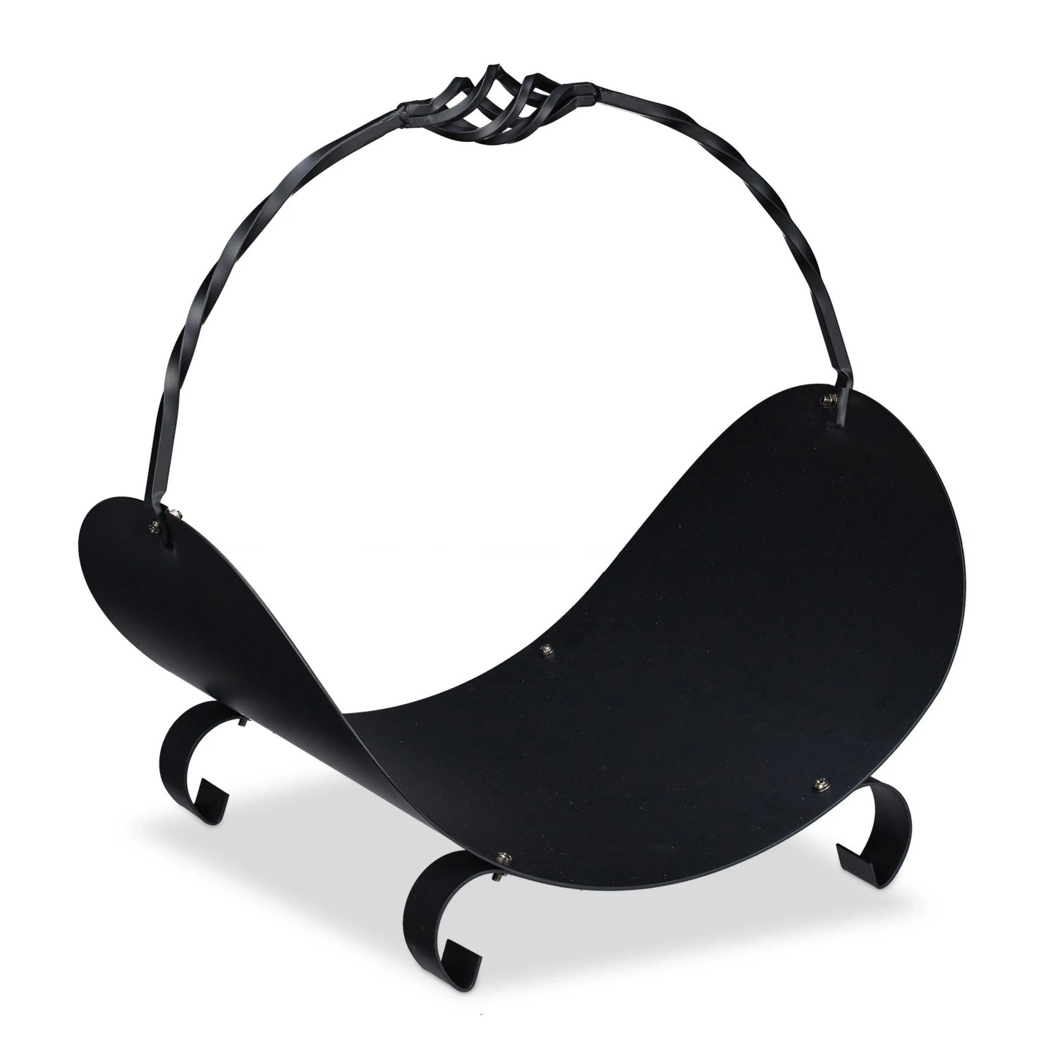 Relaxdays Kaminholzkorb Stahl Schwarz mit Henkel 42,5 cm x 43,5 cm x 30 cm 2,7 kg