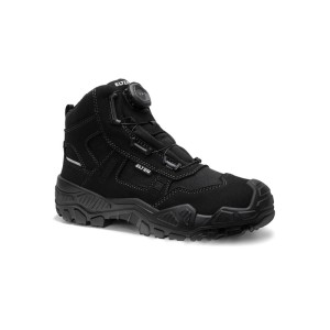 Schwarzer ELTEN Sicherheitsstiefel MIKE BOA Mid S3S. Robuster Arbeitsschuh mit BOA-Verschluss und CROSSWORKER Sohle.