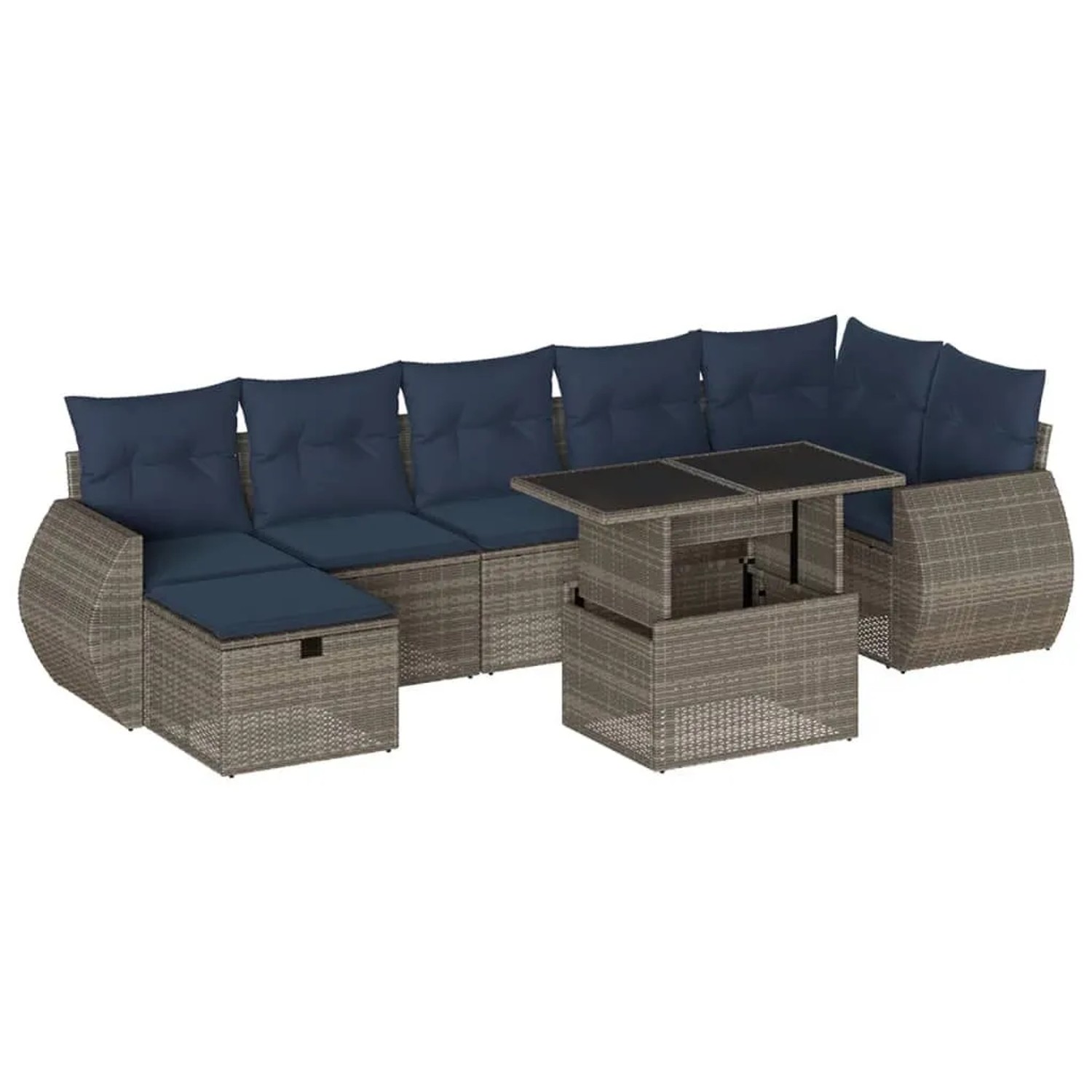 vidaXL 8-Tlg Gartensofa-Set mit Kissen Grau Polyrattan 3275151 günstig online kaufen