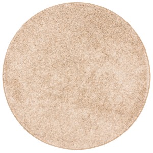 Runder, naturfarbener Snapstyle Hochflor Teppich Mona, 100x100cm. Weicher Velours für Wohnbereiche.