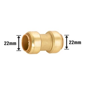 Steck-Muffe Ø 22 mm aus Messing für Heizung und Wasserinstallation.