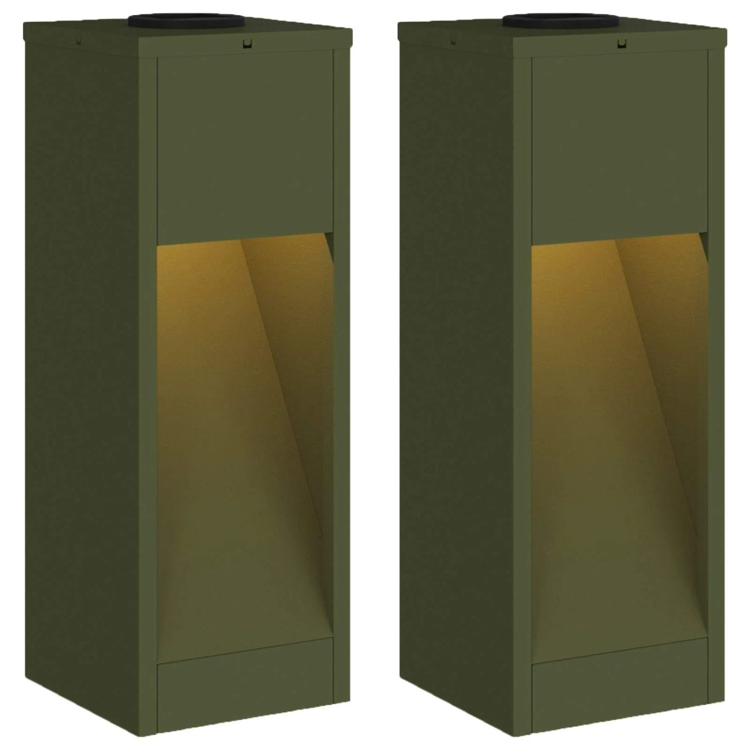 vidaXL Solar LED Wegeleuchte 2 Stk Olive Grün Kalt Gewalzter Stahl 879712