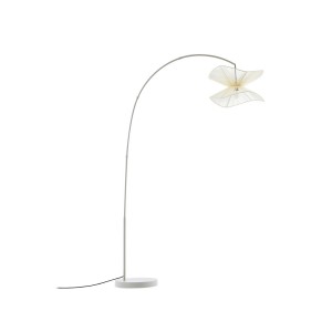 Lindby Bogenleuchte Valdorin Spritzwassergeschützt Modern in Creme aus Textil 1-flammig E27