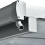 Detailaufnahme: Anthrazitfarbener Floraworld Flachdach-Carport aus Aluminium mit Regenrinne.