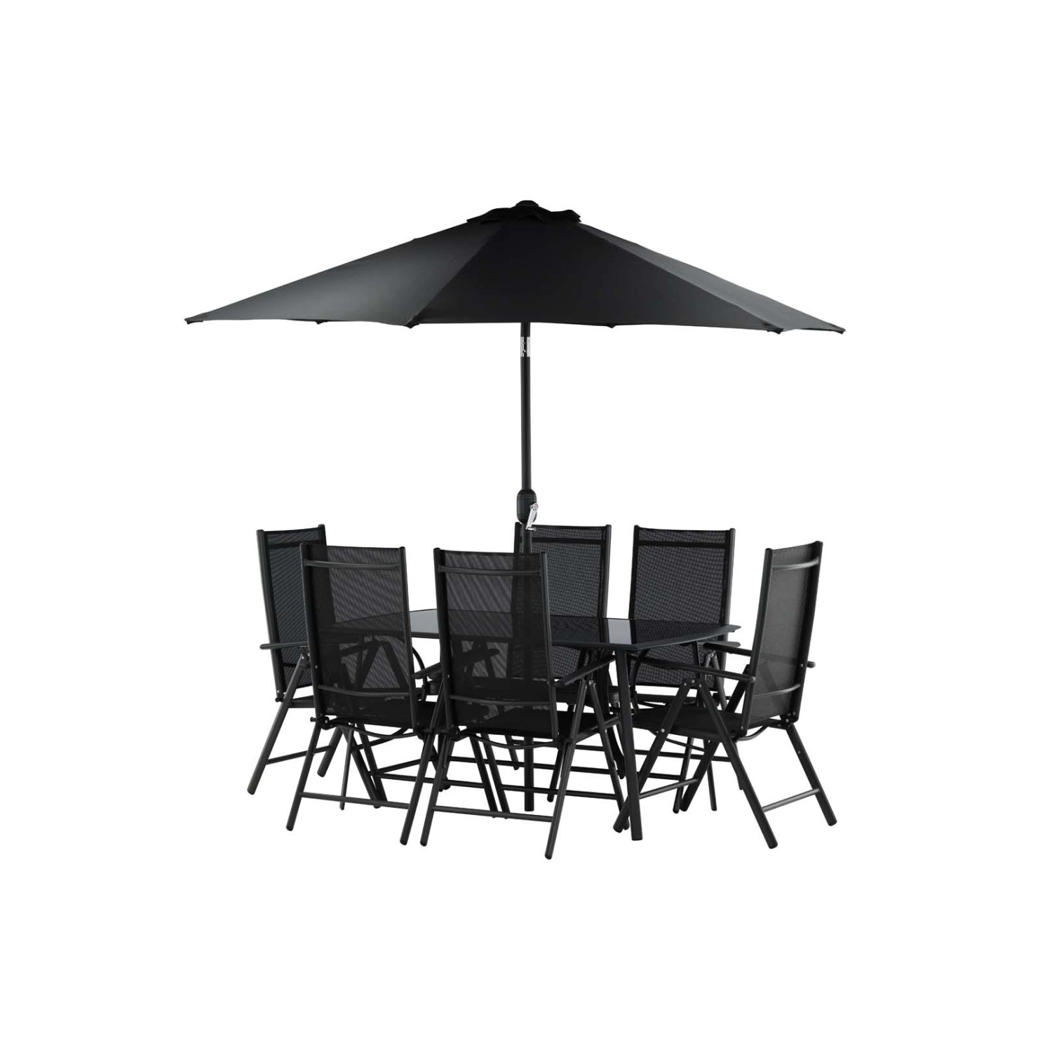 ebuy24 Brekki Gartenset Tisch 90x150cm Schwarz 6 Stühle Schwarz günstig online kaufen