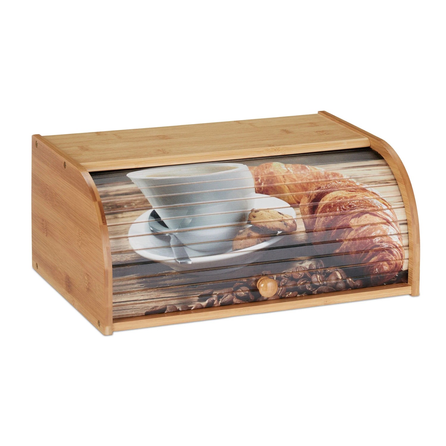 Relaxdays Brotkasten Bambus MDF Natur mit Rolldeckel Geruchsneutral 17 cm x 40 cm x 27 cm 1,7 kg