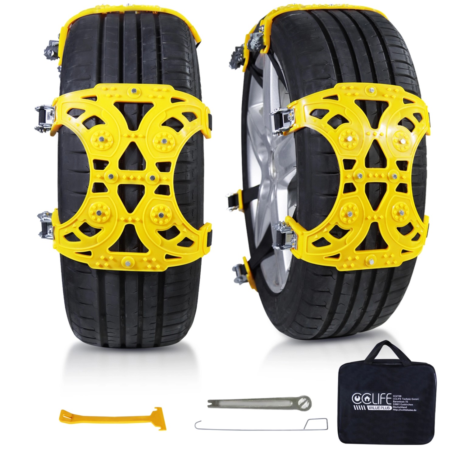 CCLIFE Schneeketten 6 Stück Universal Reifenketten für Reifenbreite 175-275 MM für PKW LKW SUV
