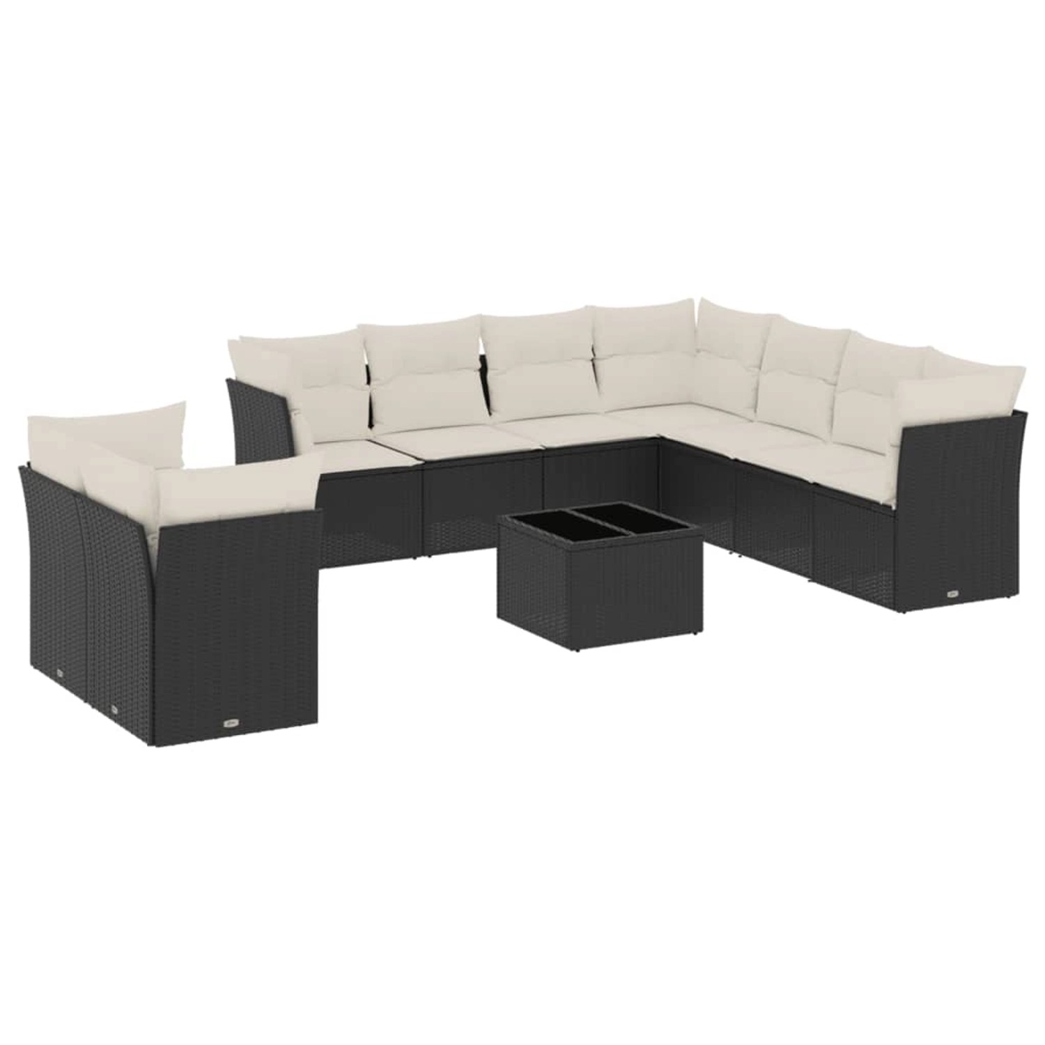 vidaXL 10-Tlg Garten-Sofagarnitur mit Kissen Schwarz Poly Rattan 3249685 günstig online kaufen