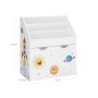 Weißes Songmics Spielzeugregal mit 3 Fächern und Weltraum-Motiven für Kinder.