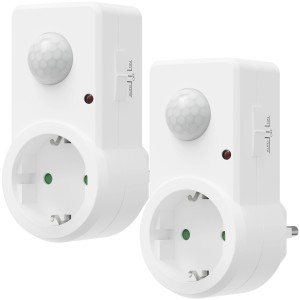 Oktaplex Sia Steckdose mit Bewegungsmelder 2er Set Infrarotsensor 9m Zwischenstecker Weiß