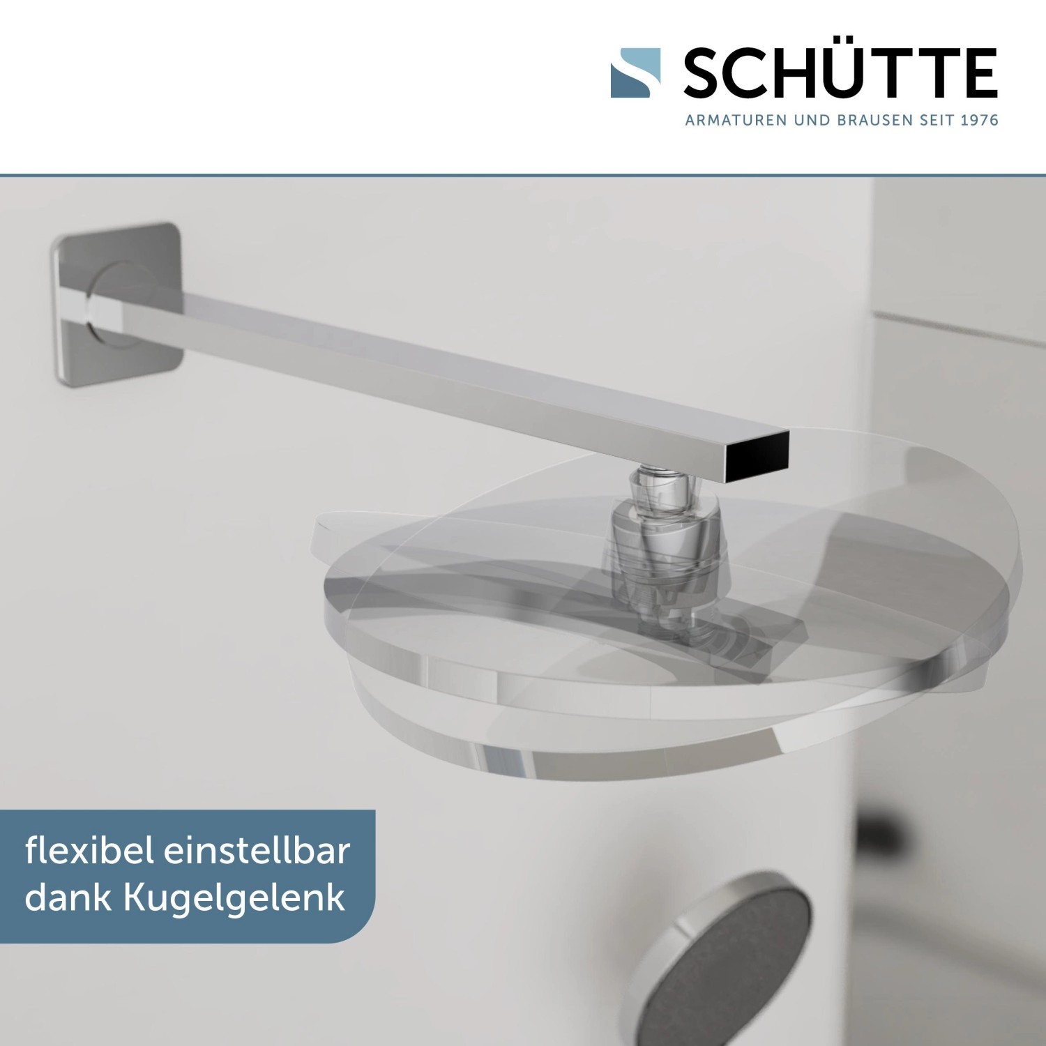 Schütte Kopfbrause Capri, Chrom/Anthrazit, flexible Regendusche mit Kugelgelenk.