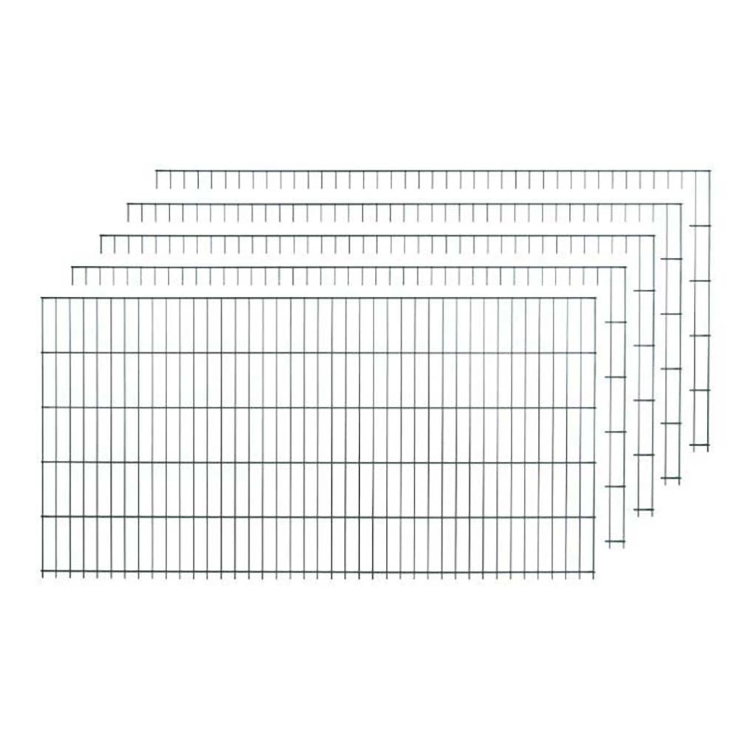 Einzelstabmattenzaun-Set Grün 15 Stück je 125 cm x 200 cm