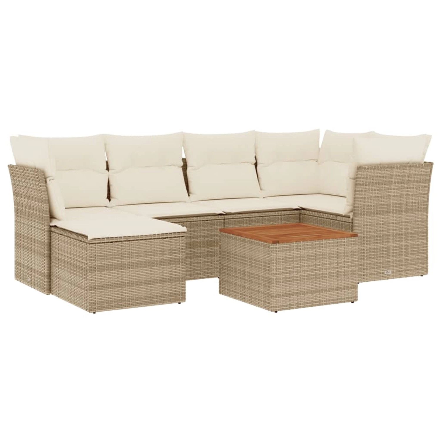 vidaXL 7-Tlg Garten-Sofagarnitur mit Kissen Beige Poly Rattan 3223748 günstig online kaufen