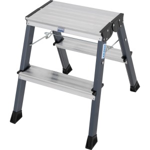 Krause Klapptritt Treppy mit 2 Stufen, eloxiertes Aluminium, ideal als Leiter & Tritt.