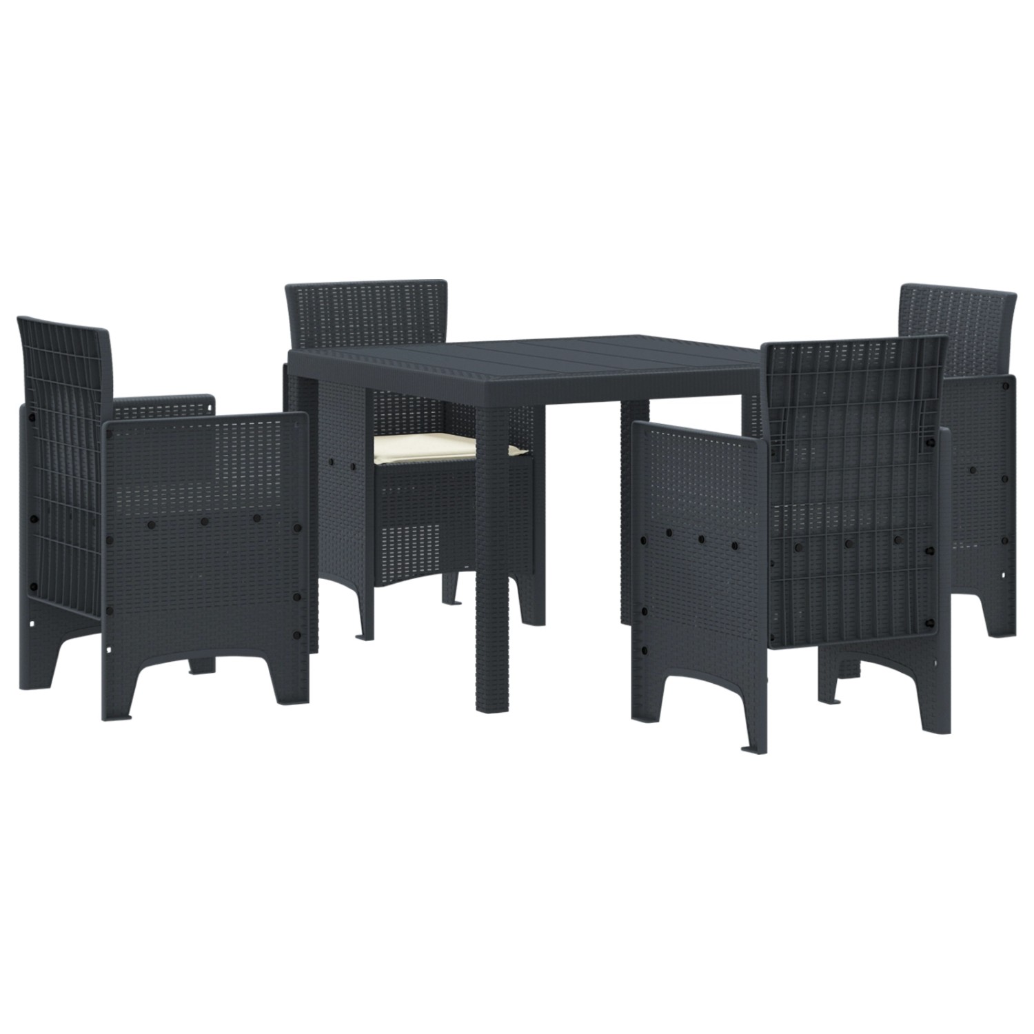 vidaXL 5-tlg Garten-Essgruppe mit Kissen Anthrazit Poly Rattan 3378536 günstig online kaufen