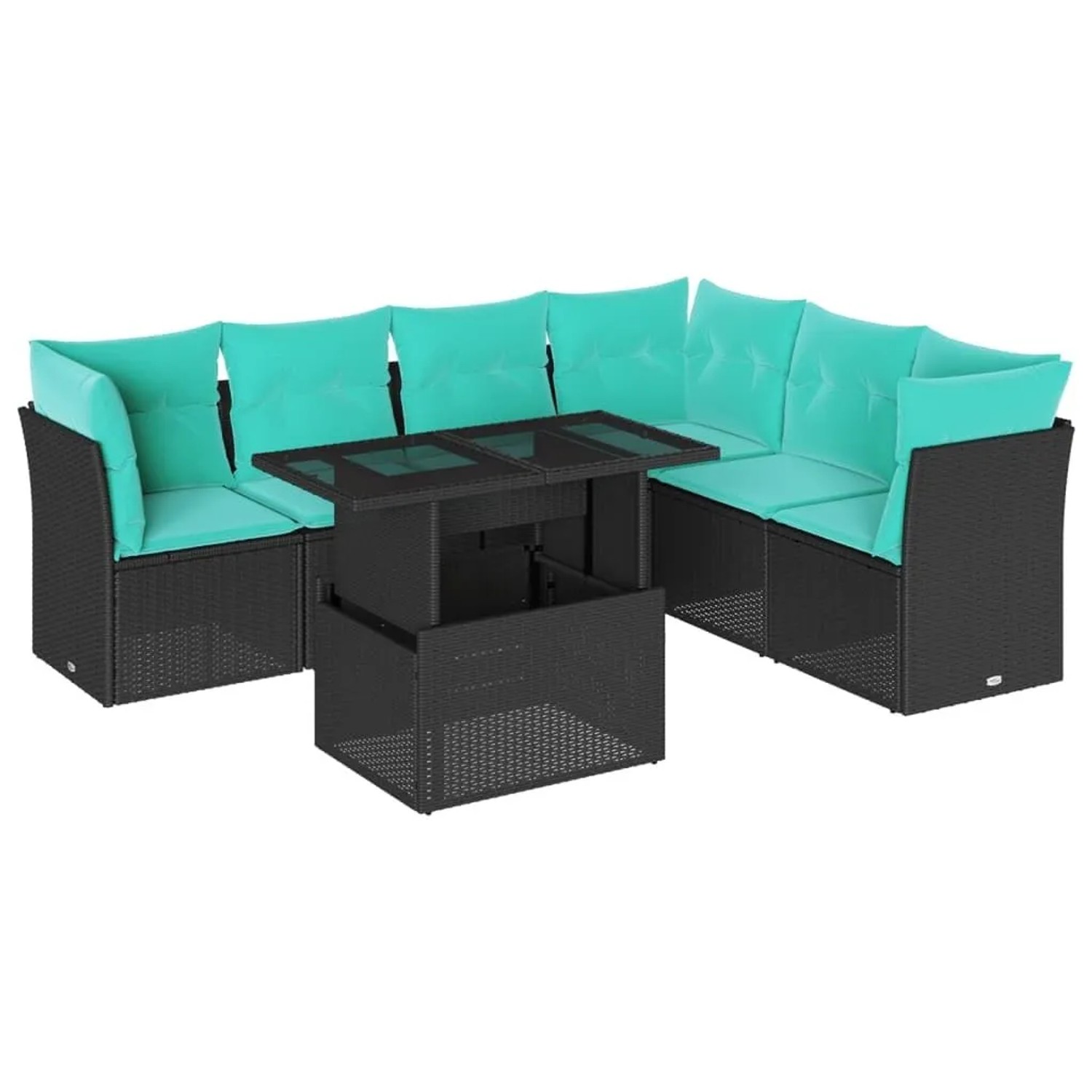 vidaXL 7-Tlg Gartensofa-Set mit Kissen Schwarz Polyrattan 3266607 günstig online kaufen