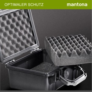 Offener Mantona Outdoor Schutzkoffer S mit herausnehmbaren Noppenschaum-Einlagen. Ideal für Kamera Zubehör und sicheren Transport.