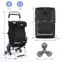 Sekey 3-in-1 Einkaufstrolley Treppensteiger, schwarz, mit Kühlfach und Spanngurt. Ideal für Einkäufe und Ausflüge.