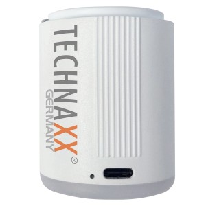 Technaxx Mini-Akku-Luftpumpe TX-261, weiße, kompakte Luftpumpe mit LED-Licht.