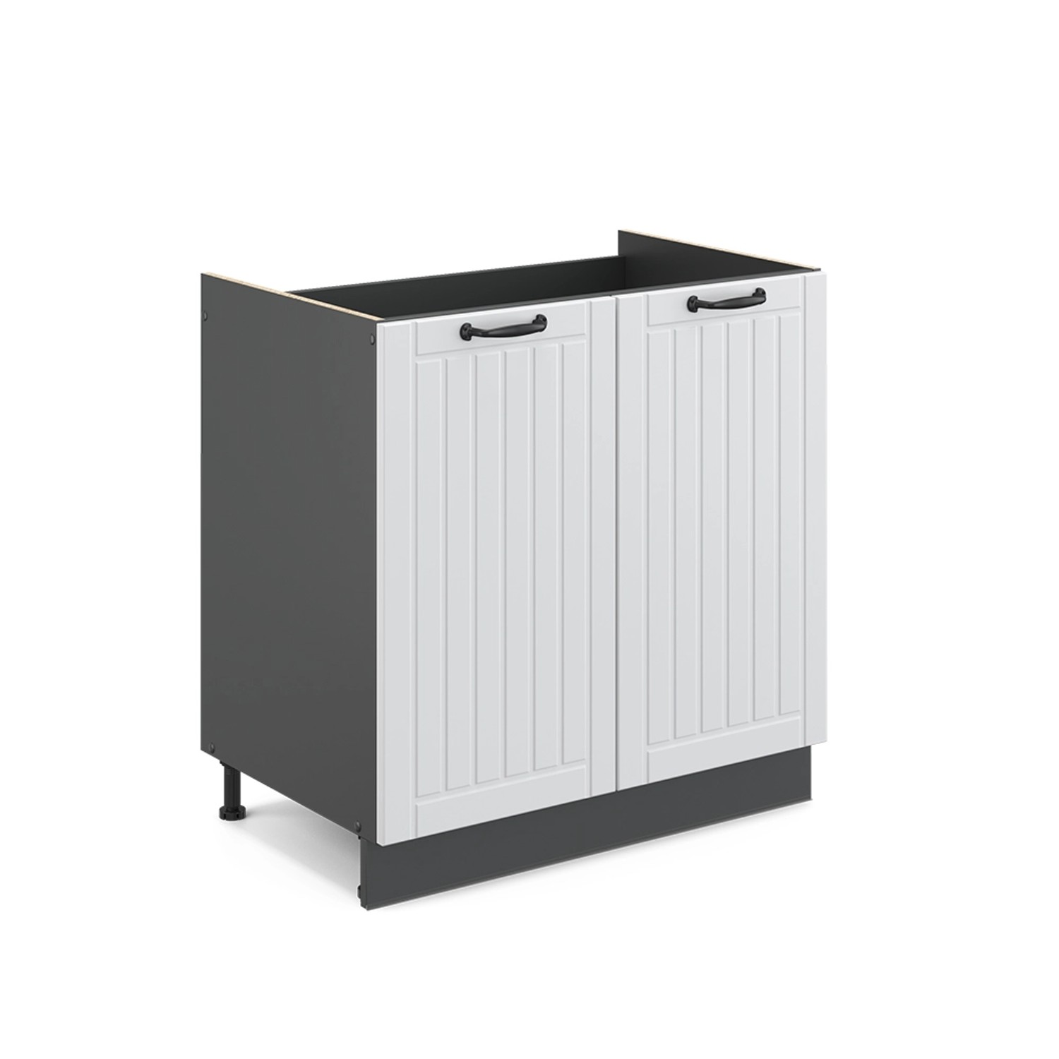 Vicco Spülenunterschrank Fame-Line Weiß Landhaus/Anthrazit 80 cm ohne Arbeitsplatte