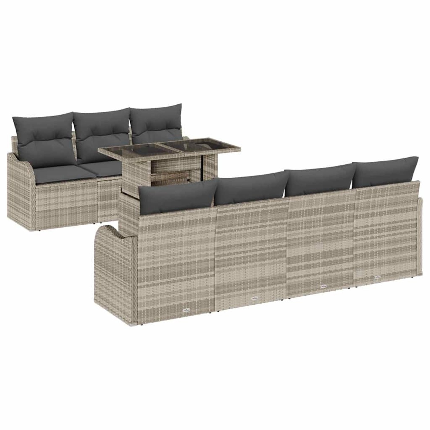 vidaXL Garten-Sofa-Set mit Kissen 8-Tlg Hellgrau Poly Rattan 3348408 günstig online kaufen