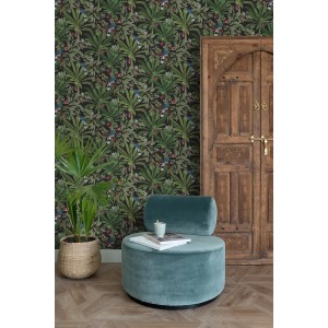 ESTAhome Tapete Tropische Dschungelblätter Schwarz Und Dschungelgrün 53 Cm X 1005 Cm 139190