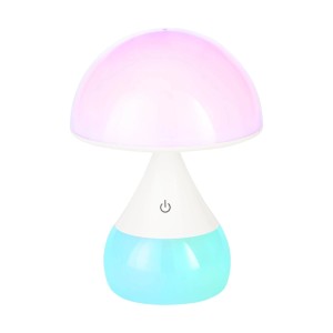 Eglo LED-Tischleuchte Clouds, Pilzdesign, RGB-Licht mit Wolkeneffekt. Weiß, farbig leuchtender Schirm und Fuß.