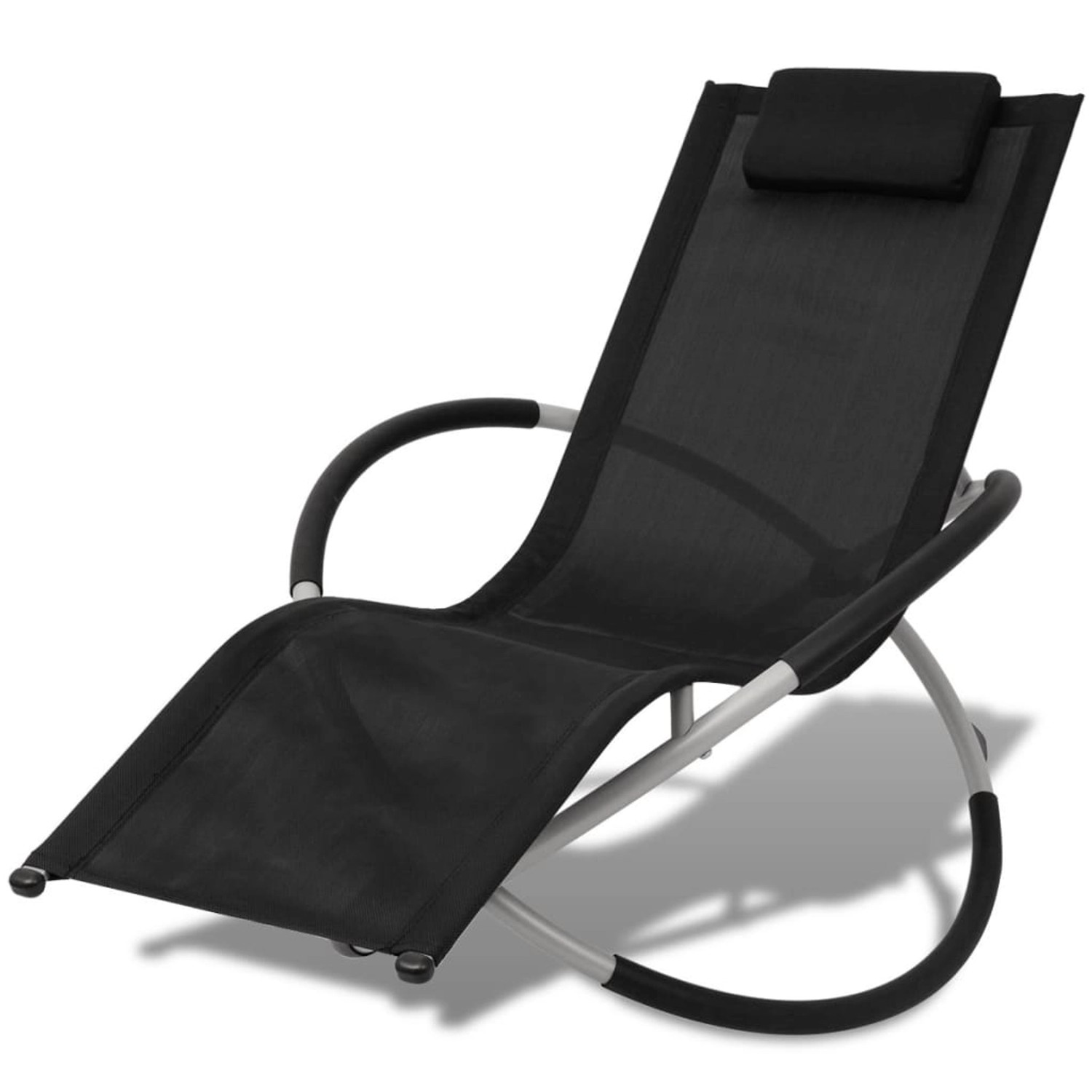 furnicato Sonnenliege Geometrisch Outdoor Stahl Schwarz und Grau günstig online kaufen