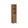 Vasagle Badezimmerschrank, 30x40x167 cm, braun, mit offenen Fächern und Schranktür mit Lamellenoptik.