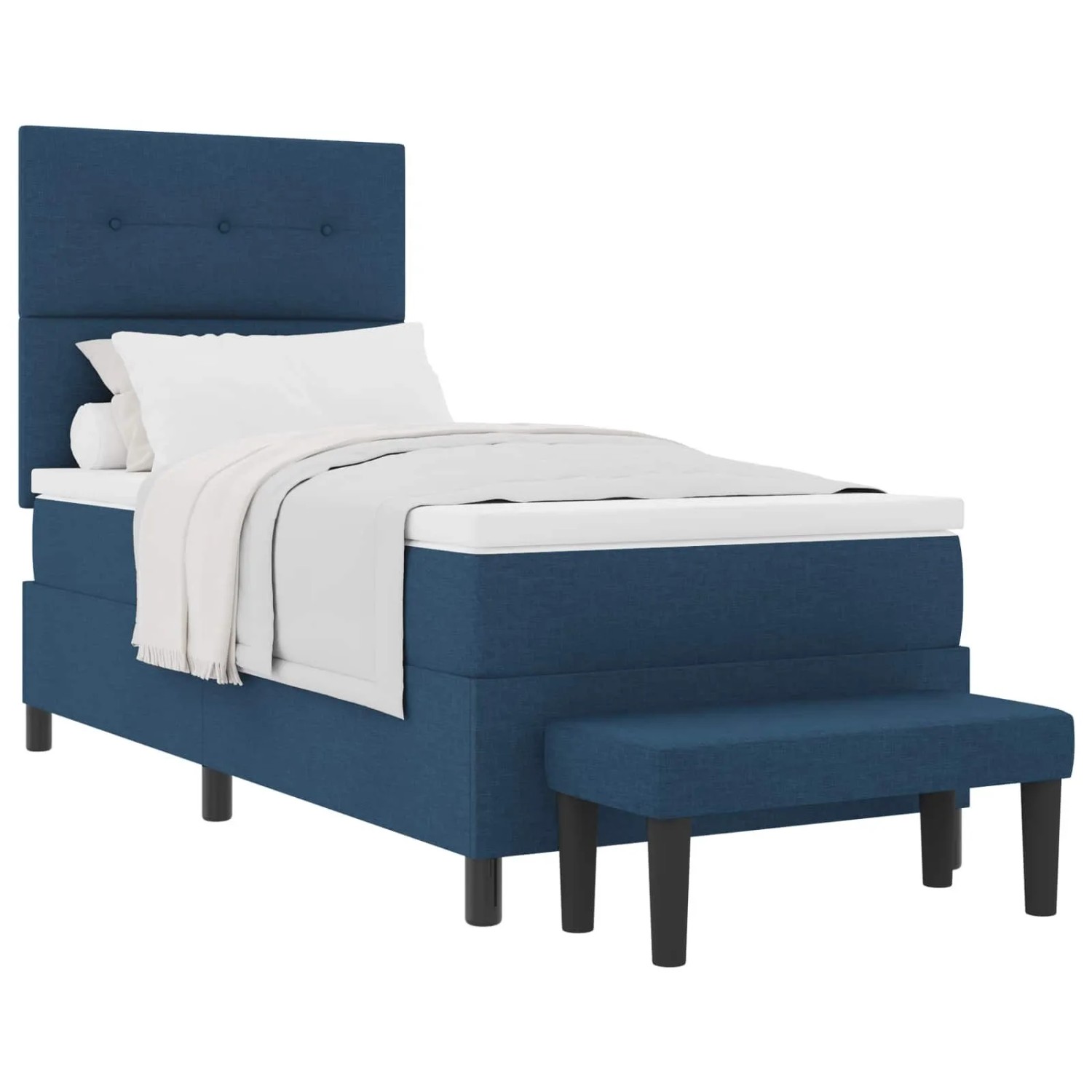 vidaXL Boxspringbett mit Matratze mit Kopfteil Blau 90 x 200 cm Stoff 3344043