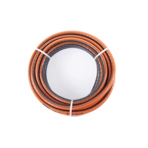 FUXTEC Premium Plus Gartenschlauch 1/2 Zoll, 10m, orange-grau, aufgerollt. Robuster, knickfester Wasserschlauch.
