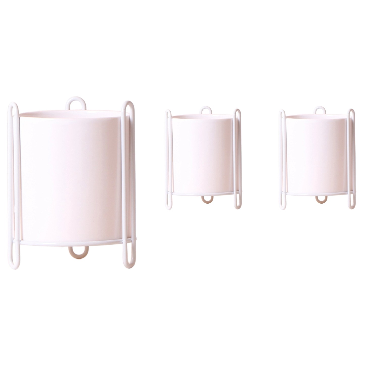 Keramik-Übertöpfe Essential, 3er Set, weiß, mit Metallgestell. Für den Innenbereich.