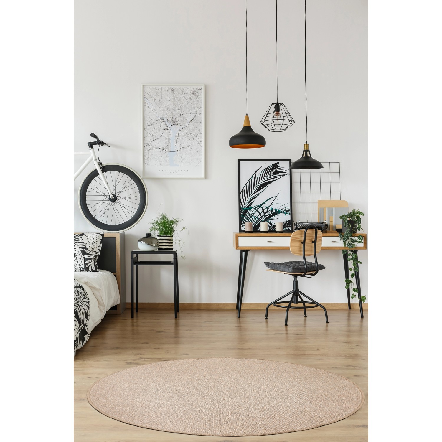 Andiamo Teppich Grotone Ø 133 cm Dunkelbeige günstig online kaufen