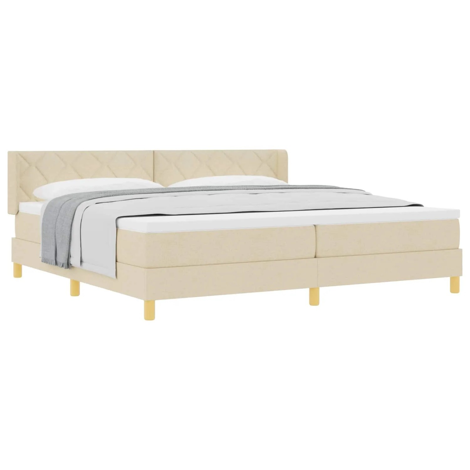 vidaXL Boxspringbett mit Matratze Creme 200 x 200 cm Polyester 3341382