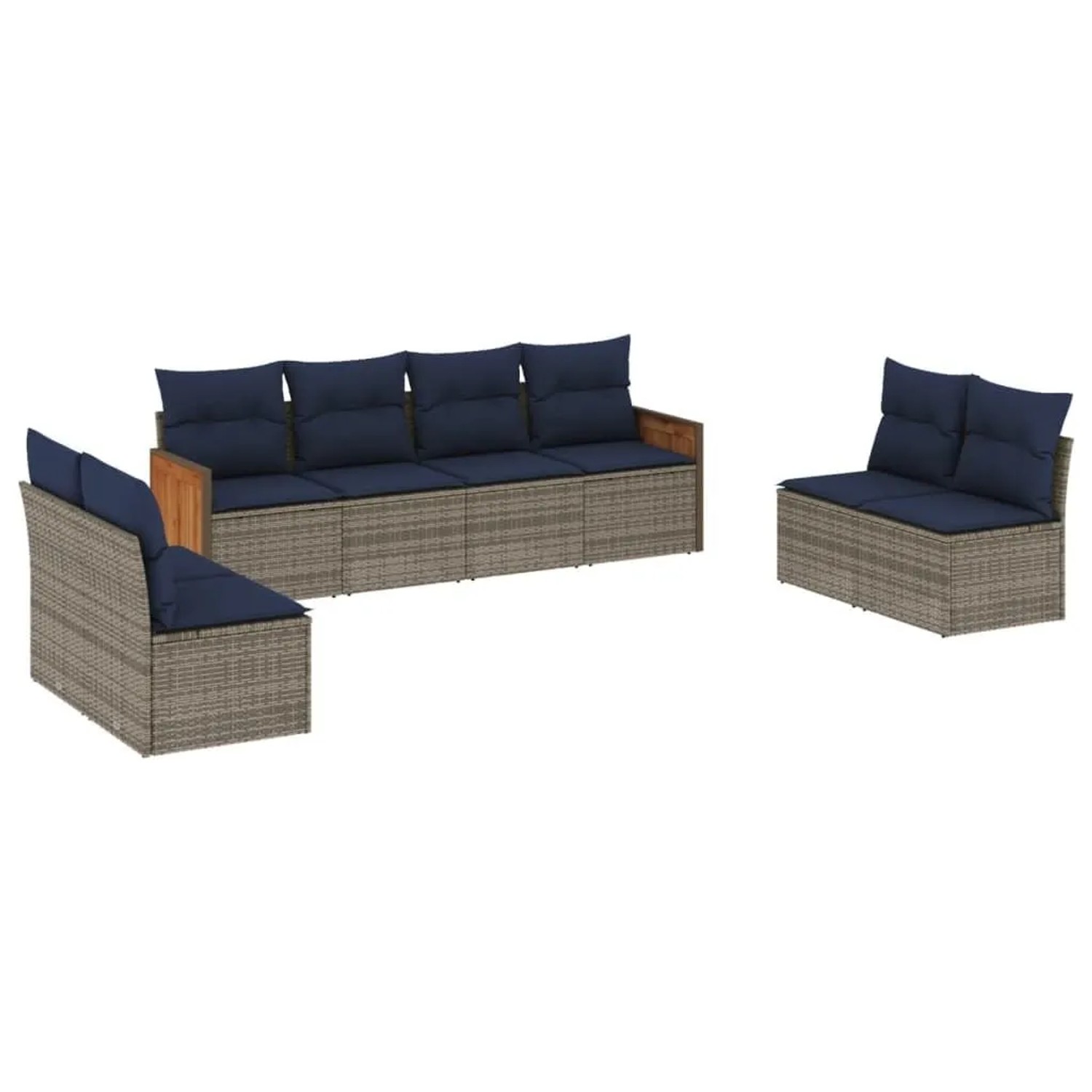 vidaXL 8-Tlg Gartensofa-Set mit Kissen Grau Polyrattan 3227573 günstig online kaufen