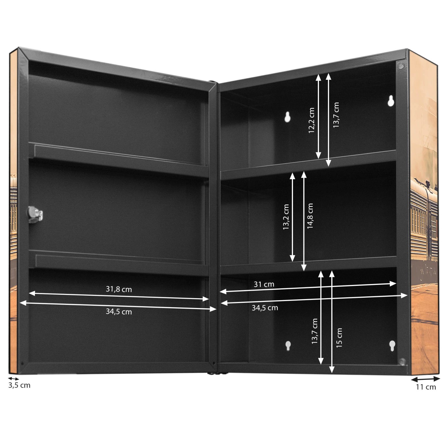 Banjado XXL Medizinschrank Abschliessbar 35x46x15cm Arzneischrank Anthrazit günstig online kaufen