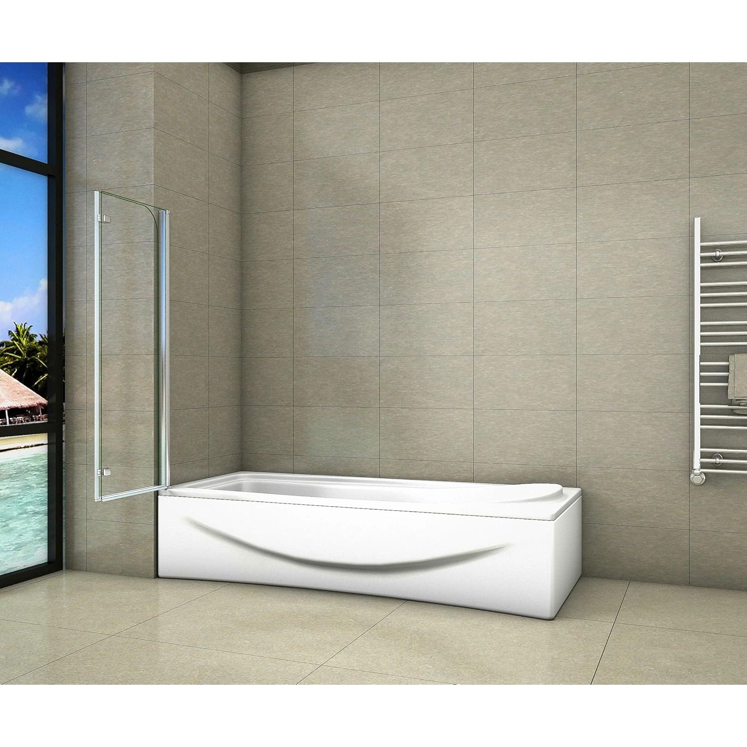 Duschparadies Badewannenaufsatz Badewannenfaltwand 100x140cm Duschabtrennung Duschwand 6mm Nano Glas Dusche_5