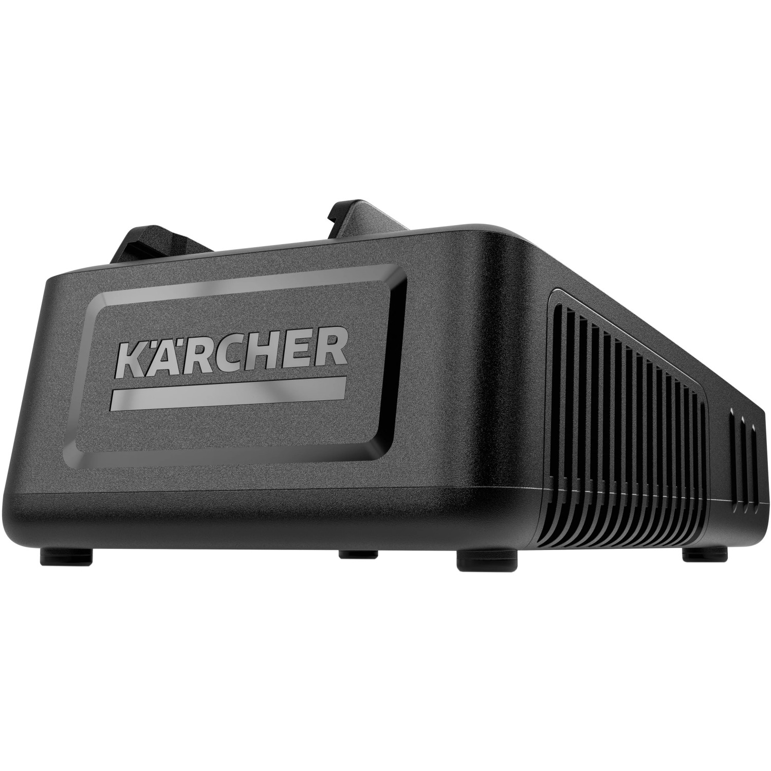 Schwarzes Kärcher Schnellladegerät Battery Power 18 V für Hochdruckreiniger Zubehör.