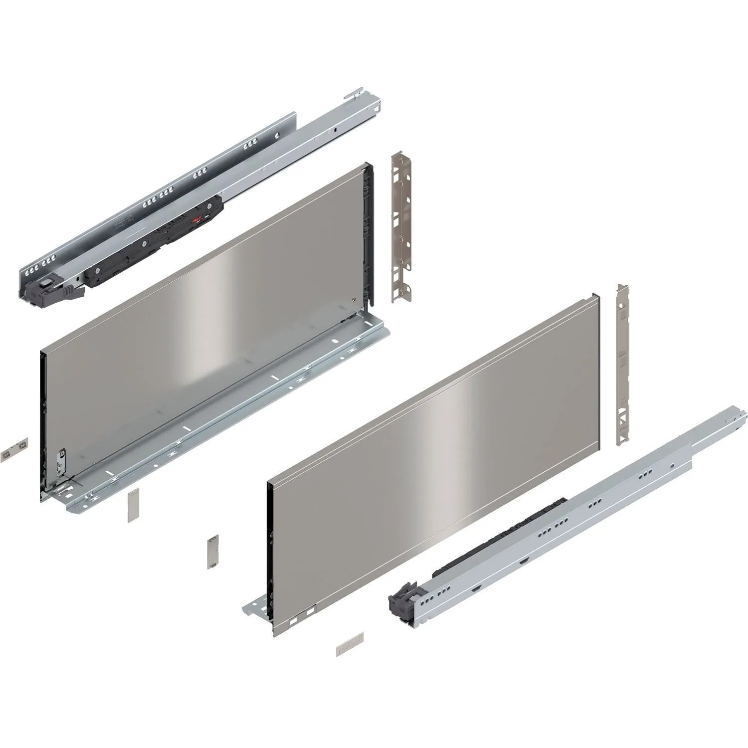 Blum Legrabox Pure Set Höhe F Tip-On Vollauszug 600 mm 70 kg Inox 1 Paar