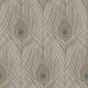 Tadessi Vliestapete Boho Chic mit Ethno Federn in Braun und Blau.