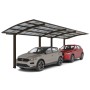 Ximax Carport Portoforte-60 Tandem, mattbraun, für zwei Autos. Doppelcarport mit transparentem Dach.